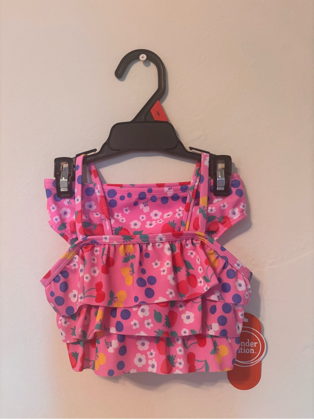 wonder nation Pink Floral & Fruit Ruffle Tankini set